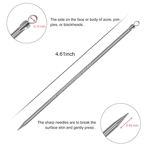 7 Stücke Mitesserentferner DigHealth, Komedonenquetscher Edelstahl Doppelseitig, Weiße Mitesser Löffel Extraktor, Pickel und Akne Ausdrücker, Komedonenheber für Nase Gesicht Haut Behandlung Hausmittel - 7
