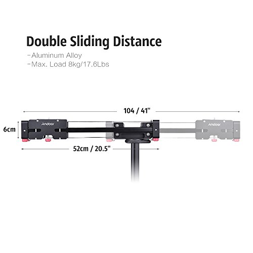 Andoer Cam  ra Vid  o R  tractable Curseur Dolly 52cm Piste Rail stabilisateur 104 cm Sliding Distance R  elle Charge jusqu    8kg pour Canon Nikon Sony DSLR Cam  scopes
