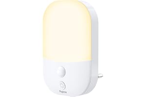 PUPOW Veilleuse LED, Veilleuse Prise Electrique avec 5 Niveaux Luminosités et Capteur de Lumière, Veilleuse Enfant Plug and Play Lampe Nuit pour Chambre, Cuisine, Couloir, Escalier, Salon, Blanc Chaud
