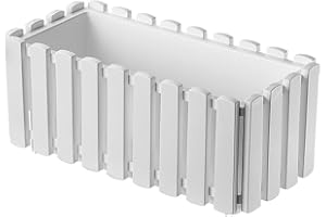 RGVERTRIEB Blumenkasten Latten-Optik 38cm Weiß – Rechteckiger Balkonkasten im Lattenzaun-Design, Wetterfester Pflanzkasten aus Kunststoff, Pflanzgefäß für Garten, Terrasse & Innenbereich