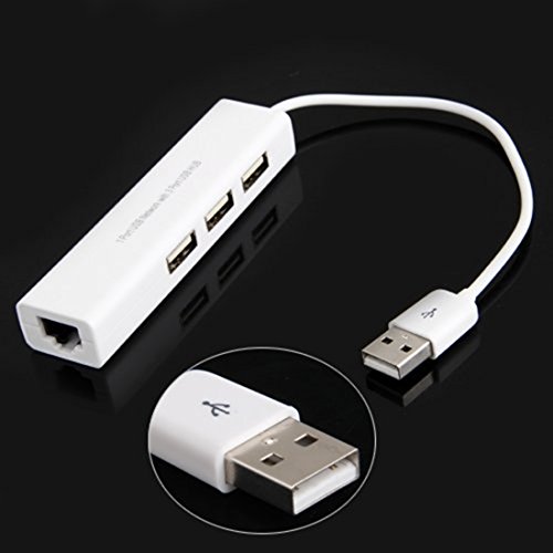 Netzwerk Adapter USB 2.0 HUB, High Speed USB 2.0 Adapter RJ45 Gigabit Ethernet Netzwerk mit 100 Mbps Blanc - 2