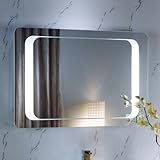 Soak Espejo de baño de 900 x 650mm con luz LED, sensor de encendido y sistema antivaho