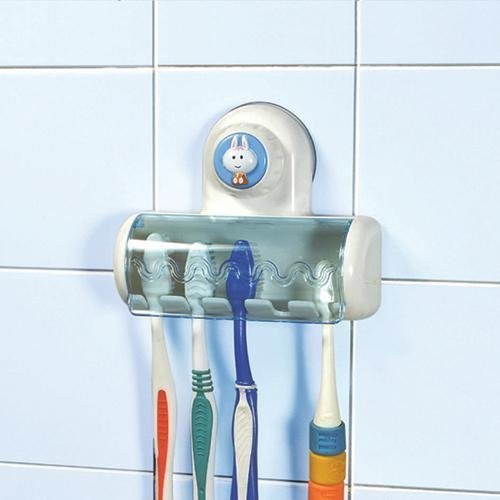 Preisvergleich Produktbild SODIAL(WZ.) Saugleistungstarker Zahnbuerstenhalter kreativer Karikatur Saugnapf fuenf Zahnbuersten Halterung