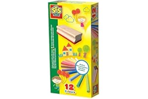 CAVERNEDESJOUETS Coffret Accessoires : 12 craies de Couleurs et 1 Brosse effaceur - pour Tableau Noir et Ardoise Enfant - sans poussiere - Ecole - nouveauté
