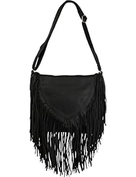styleBREAKER Umhängetasche mit Fransen im Ethno Style, Schultertasche, Handtasche, Tasche, Damen 02012188