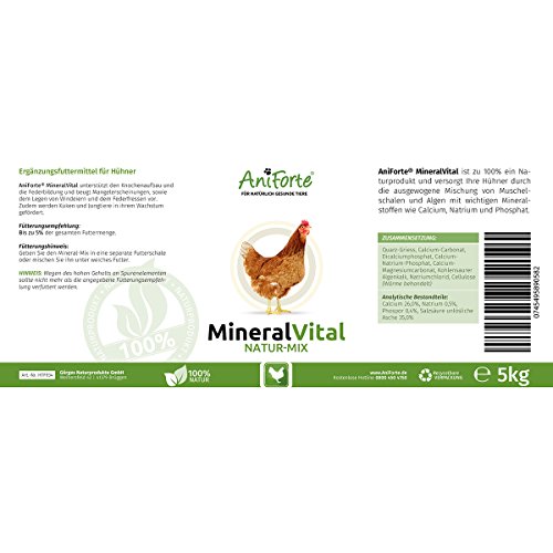 AniForte MineralVital Natur-Mix 5kg mit Mineralien Muschelgrit Kalk für Knochen Feder – Naturprodukt für Hühner - 2
