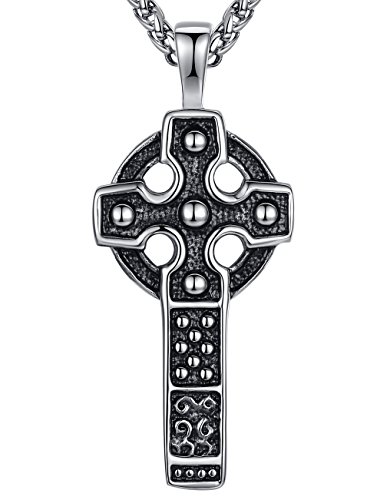 Aoiy Herren-Halskette mit Anhänger, keltisch Kreuz, Edelstahl, 61cm Kette, aap164