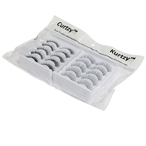 KurtzyTM 80 Paar schwarze falsche künstliche Wimpern dick lang Wimpernverlängerungsset - 5