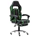 Produktbild MCTECH® Racing Sportsitz Stuhl Bürostuhl Gaming Schreibtischstuhl Chefsessel mit Fußablage, PU Leder Kunstleder, Drehstuhl mit Armlehnen, Ergonomisch Wippfunktion (Schwarz-grün mit Fußablage)