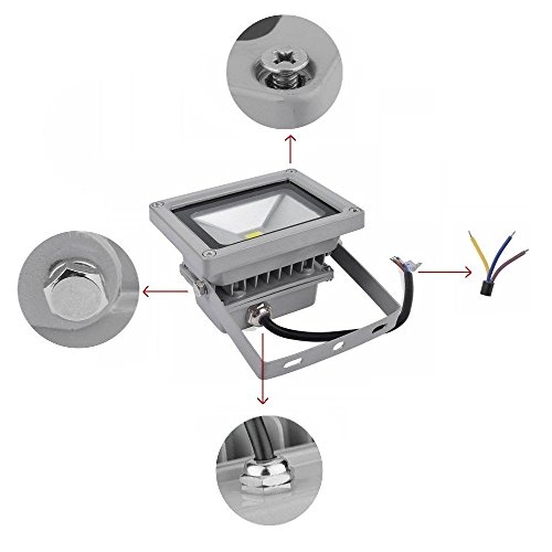 SAILUN 10W LED Fluter Warmweiß Strahler Licht Scheinwerfer Außenstrahler Wandstrahler Aluminium IP65 Wasserdicht 5 Stück Silber - 2