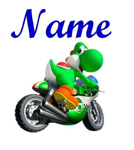 Bügelbild Super Mario mit persönlichem Namen plus 1 kleines Gratis Bild zum Üben; für helle Textilien