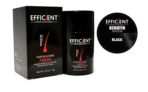 EFFICIENT Keratin Hair Building Fibers, Hair Loss Concealer Net Wt. 12gm / 0.42 oz (Black) by EFFICIENT