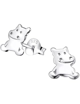 Laimons Kids Kinder-Ohrstecker Kinderschmuck Nilpferd glanz Sterling Silber 925