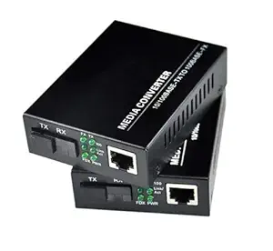 Hanutech Media Converter 10/100 Mbps | Fast Ethernet to Fiber Optic Single Mode Single Fiber Media Converter 10/100 Mbps | RJ 45 Port to 100Base-FX Single-Mode Fiber SMSF up to 20 Kms - 1 Pair