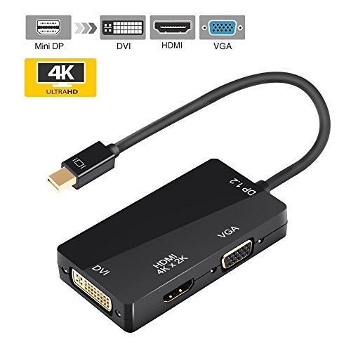 ESYNiC 4K x 2K 3 in 1 Mini DisplayPort Adapter Displayport 1.2 zu DVI VGA HDMI Kabel Konverter für MacBook MacBook Pro iMac MacBook Air Mac mini Surface pro 1 2 3 ThinkPad Carbon X1 – Schwarz - 3