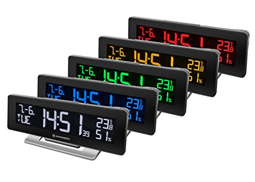 Bresser Tischuhr Funkuhr mit Wecker, Temperatur und Hygrometeranzeige und 256 Farben Display - 2