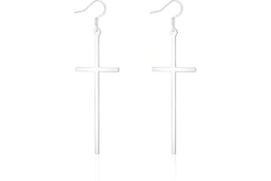 VU100 Longue Croix Boucles d'oreilles pour Femme - Acier inoxydable Bijoux Cadeau - Argent/Or