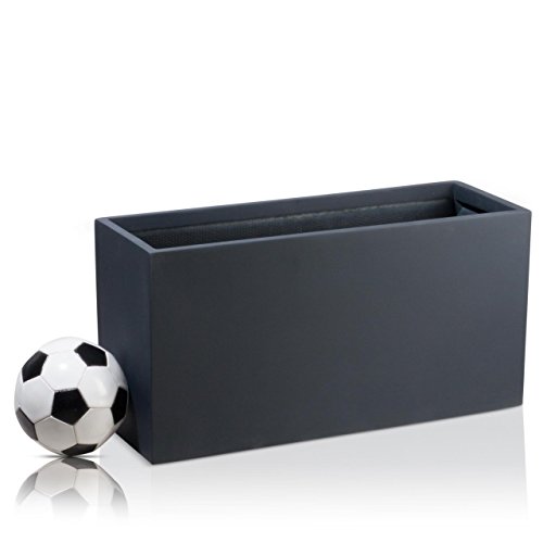 Pflanztrog Blumentrog VISIO Fiberglas Blumenkübel – Farbe: anthrazit matt – großer wetter- und winterfester Pflanztopf für Innen & Außen, robuster & UV-beständiger Pflanzkübel - 4
