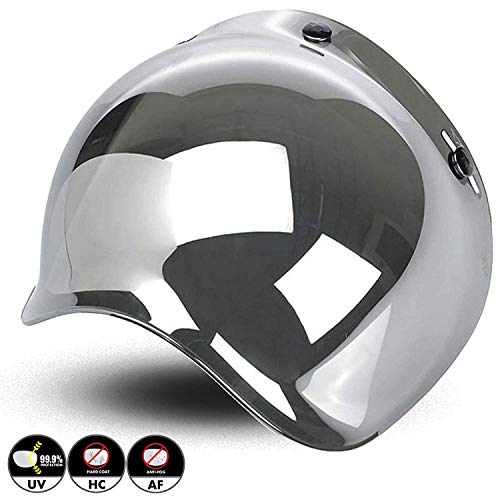 Bubble - Visera burbuja universal, con 3 botones, para casco jet, homologada, compatible con cascos Biltwell, Bell, DMD, Bandit, Yam, AFX, Nolan, AGV MULTI TAGLIA Specchio