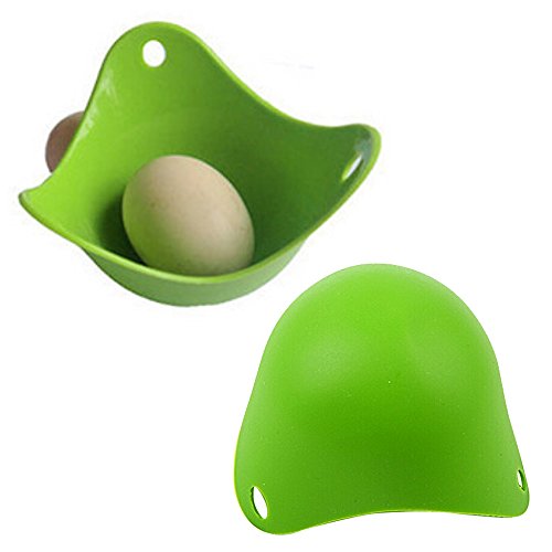 Gosear 4 STK Silikon Ei Wilderer Formteil Tassen Küche Kochgeschirr Backen Werkzeug in Mikrowelle Ofen Dampfer Grün - 3