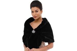 EON Genglass Scialle in pelliccia sintetica senza maniche Coprispalle e scialli in pelliccia da sposa Stola in pelliccia da sposa per spose e damigelle