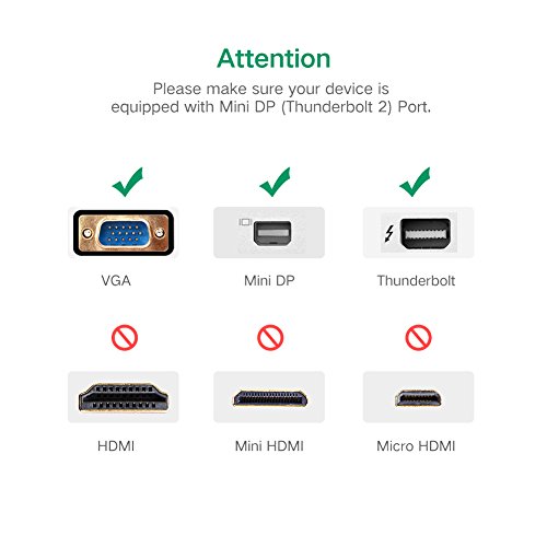 Mini DisplayPort auf VGA UGREEN 3m Mini DP zu VGA Stecker Adapterkabel für Apple Macbook, Macbook Pro, iMac, Macbook Air, Mac Mini und Lenovol Thinkpad Schwarz - 6