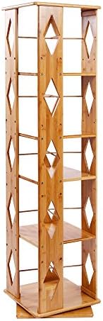 MallBoo Bamboo Modern Revolving Decorative Collection Bookcase with 5 Adjustable Multipurpose Book Shelves/Storage &amp; Organizer Cabinet