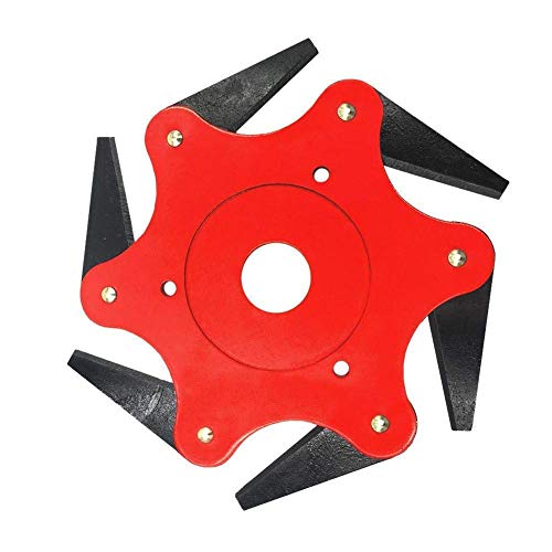 Bobopai Trimmer Head Cutter, 6 Steel Blades Razors 65Mn Lawn Mower Grass Weed Eater Brush Cutter Garden Lawn Tool (Red)