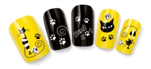 Bad Cat Design Nail Art Wrap Water Transfer Decals for Natural/False Nails