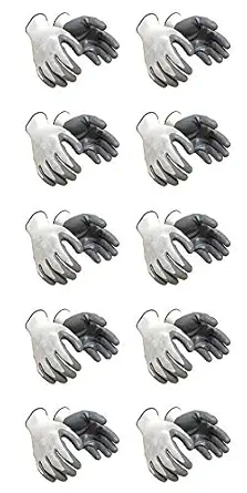 SAFE CURE Nylon Safety Hand Gloves for General Construction, Recycling, Agriculture, Handling Glass and Metal Sheet, Gardening - White (Pack of 10 Pair)