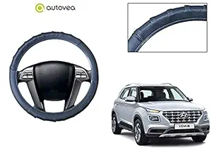 AUTOVEA Car Steering Wheel Cover | Microfiber Leather | Breathable, Anti Slip | Odourless | Grippy Grey for Hyundai Venue