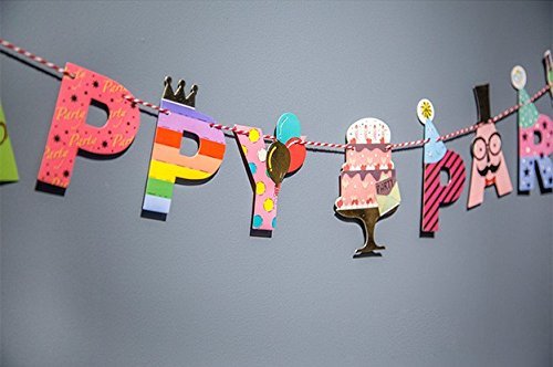 SUNBEAUTY 1 Set Cartoon Card Party Happy Birthday String Banner Baby Room Birthday Party Decor (Party)