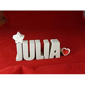 Beton, Steinguss Buchstaben 3 D Deko Namen JULIA als Geschenk verpackt!