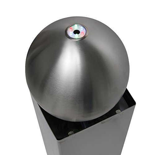 Exklusiv Sockelbrunnen FONTANA PIAZZA mit integrierter multicolor LED in Kugel aus hochwertig gebürsteten Edelstahl 20x20x82cm - 3