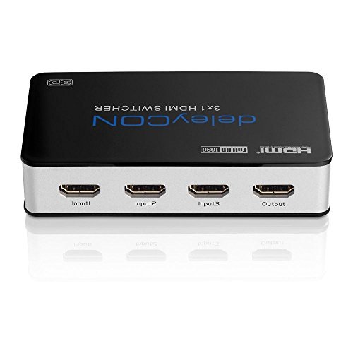 deleyCON ULTRA Serie HDMI Switch Verteiler 3 Port Automatisch - 3D Ready / FULL HD 1080p - Metallgehäuse - [3x IN / 1x OUT]