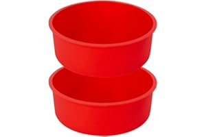 Creperture Pack of 2 Silicone Cake Moulds, Round Silicone Cake Moulds for Baking, 6 Inch Air Fryer Liner, Non-Stick Cake Moulds for DIY Cheese, Bread, Cake