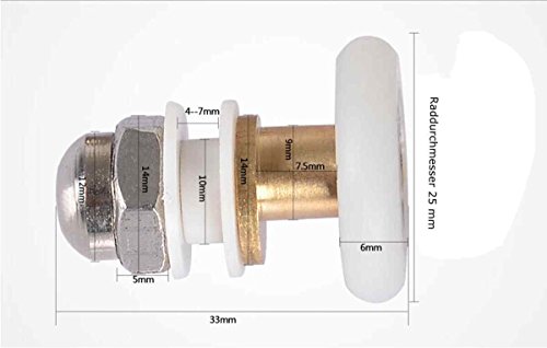 LESOLEIL 6 Stück Raddurchmesser Duschtür Rolle Laufrad 25mm - 2