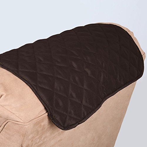 Auralum 177 x 56cm Wasserdicht Doppelseitig Sesselschoner Sofaschoner mit Armlehnen für 1 sitzer Sofa, Anti-Rutsch Sofa Matte für Hunde/ Katzen – Dunkelbraun / Beige - 8