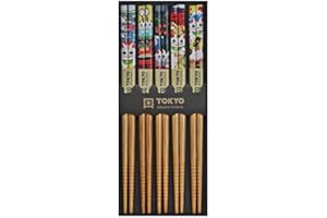 TOKYO DESIGN STUDIO Tokyo - Palillos chinos, japoneses, coreano, reutilizables, 5 unidades