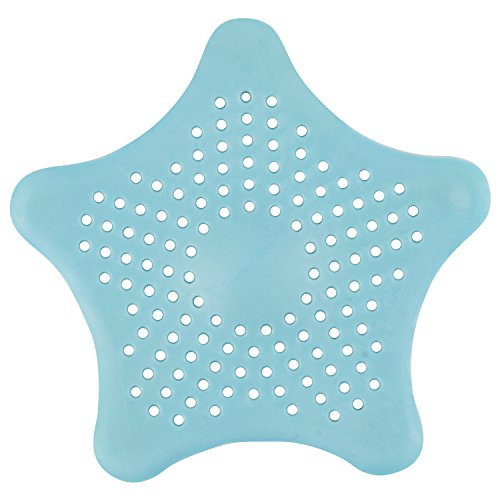 TRIXES 2 Stück blaue sternförmige Abflusssiebe aus Silikon für Waschbecken Spüle Bad Dusche etc. - 2