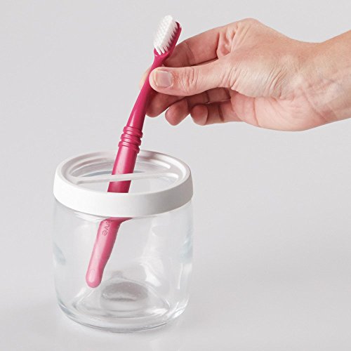 InterDesign 14510EU Ariana Zahnbürstenhalter aus Glas, durchsichtig / mattweiß - 4