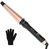 BESTOPE Curling Tongs 25mm 32mm 38mm Tapered Hair Curlers Tourmaline Ceramic Large Barrel Hair Curling Wand 160℃-220℃ Dual Voltage