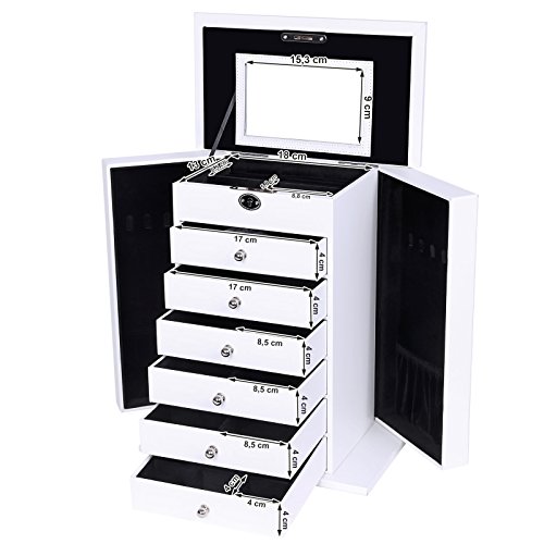 Songmics XXL Schmuckkästchen Schmucklade 7 Schichten mit Schubladen JBC06W - 3