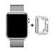 Produktbild Für Apple Watch Armband 42mm, VIKATech TPU Silikon Schutzhülle + Milanese Schlaufe Edelstahl Smart Watch Armbänder mit einzigartiger Magnetverriegelung ohne Schnalle für Apple Watch Armband 42mm Series 1 / 2, Sport, Edition, Nike+, Silber