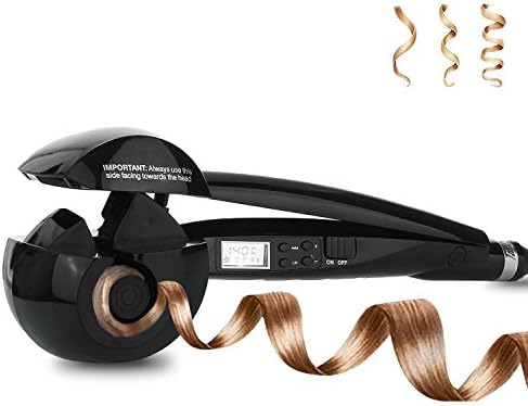 Automatic Hair Curler Ceramic Curling Iron Wand Salon Rollers Hair Care Steamer Spiral Tools, Black