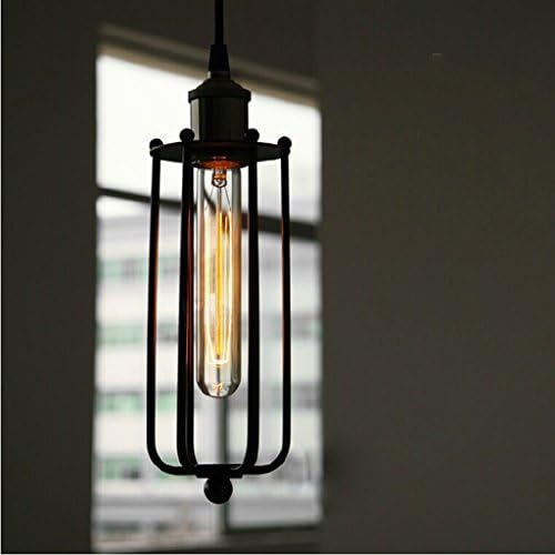 Pendant chandelier Minimalist 1-light Industrial Pendant Lights Edison Wrought Iron Hanging Light Black Loft Long Cage Rustic Porch Pendant Light
