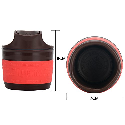 KYG 350ml Silikon Faltbarer Kaffeebecher mit Deckel, Coffee to go Becher, Tragbarer Kafeetasse Kaffee Reisebecher Rot - 3
