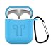 Produktbild Für Apple AirPods 1&2 Silikon Hülle mit Ohrhaken, Soft Anti-Lost-Schutz Case für Apple AirPods Schutzhüllen-Silikonhülle Schutz AirPods Aufladen Case (Himmelblau)