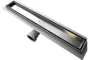 BERNSTEIN - Caniveau douche italienne Acier 90cm Siphon évacuation, Drain de douche Filtre à cheveux A carreler, Réglable, Extra plat, anti-odeurs - GT01