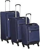 AmazonBasics Lot de 3 valises souples à roulettes pivotantes, 54 cm, 64 cm, 79 cm, Bleu marine